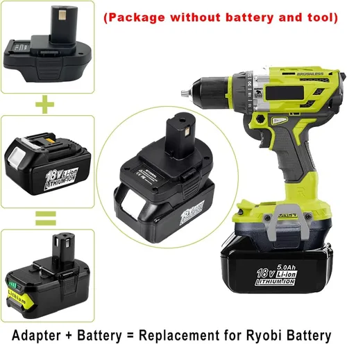 Vista 6 de Adaptador para batería Makita de 18 V a baterías Roybi de 18 V, compatible con Makita 18V BL1860B BL1850 BL1830 BL1815 LXT batería uso para Ryobi 18