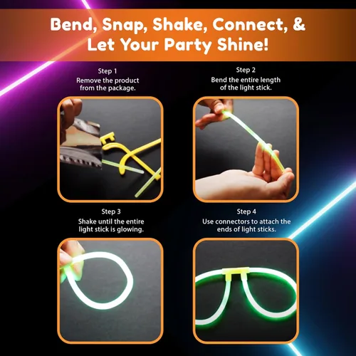 Vista 7 de Glow Fever Gafas que brillan en la oscuridad para fiesta, 50 lentes flexibles con conectores, paquete de gafas brillantes para concierto, Halloween