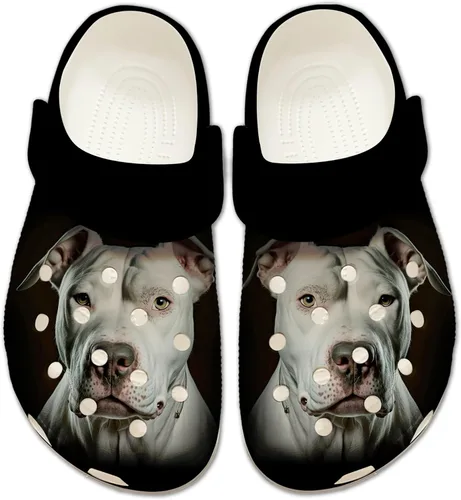 Vista 2 de DOGSOCUTE.COM Zuecos 3D con cara de perro, zapatos tipo zueco con cara de mascota para hombres y mujeres, sandalias unisex para perros, regalo