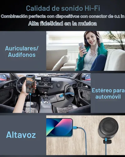 Vista 6 de [Paquete de 2/3.3 pies] Cable auxiliar Lightning a iPhone de 0.138 in, cable de audio auxiliar para iPhone [Apple Mfi Certified] Lightning Aux