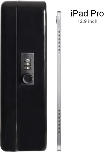 Vista 6 de Decaller Caja de dinero con cerradura de combinación, caja de seguridad de metal pequeña con bandeja de dinero, 7 4/5 x 6 4/5 x 3 3/5 pulgadas