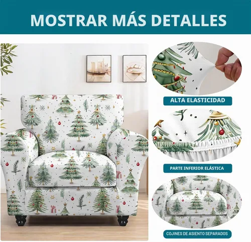 Vista 3 de KRFOONN - 2 piezas de fundas para sillas con diseño impreso, fundas para sofá, fundas para sofá cama, fundas lavables para sillones, fundas