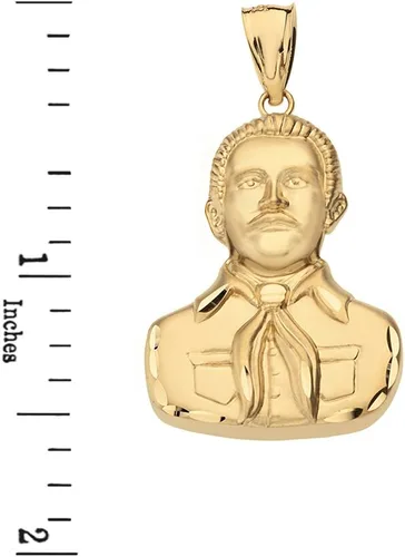 Vista 3 de Colgante Jesús Malverde Sinaloa Narco Saint de oro macizo de 14 quilates