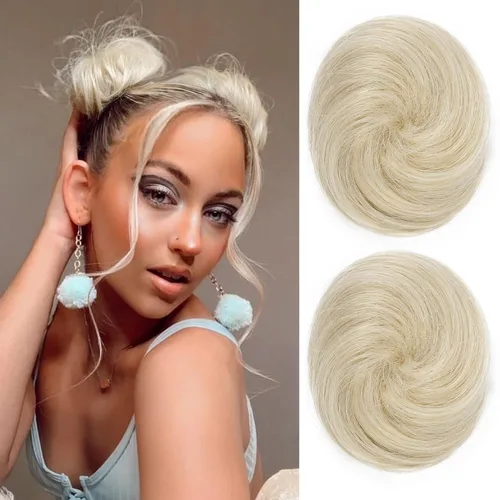 Vista 46 de REECHO Space Bun Hair Pieces, 2 piezas de mini clips de garra en moños desordenados y orejas de gato, extensiones de moño de cabello falso HB001