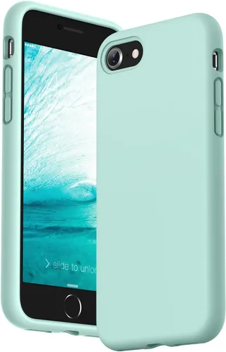 Vista 11 de Surphy - Carcasa de silicona compatible con iPhone SE 2020, iPhone 8, iPhone 7, funda de silicona líquida (con forro de microfibra) para iPhone 7
