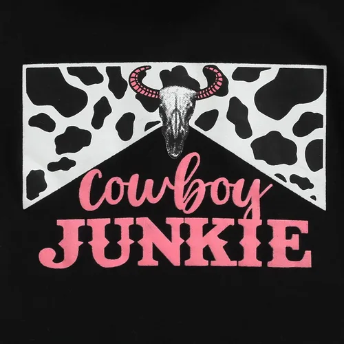 Vista 47 de fhutpw Conjunto de camiseta de manga corta con estampado de vaca y pantalones acampanados de dibujos animados para niñas