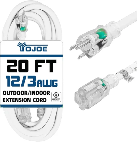Vista 44 de YOJOE Extensión de cable para interiores y exteriores con extremo iluminado, cable resistente de 3 puntas 15A a prueba de inclemencias del tiempo
