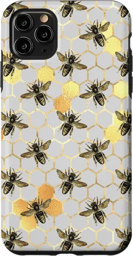 Vista 13 de iPhone 12 Pro Max Bumble Bee - Honeycomb Apicultor amarillo Abeja patrón caso