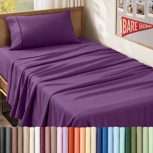 Vista 73 de Bare Home Juego de Sábanas Twin - Sábanas de Cama de Microfibra Ultra-Suave 1800 - Doble Cepillado - Bolsillos Profundos - Ajuste Fácil - Extra