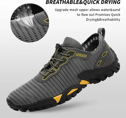Vista 2 de SOBASO Zapatos de agua para mujeres y hombres, secado rápido, para natación, playa, zapatos acuáticos para deportes acuáticos, buceo, senderismo