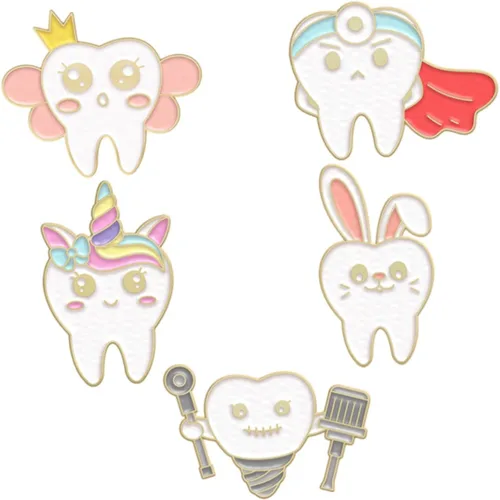 Vista 2 de SOIMISS 25 mochilas con broche de dientes en vestidos a granel trajes pin estético esmalte dental dentista pin dentista regalo accesorios de gusto