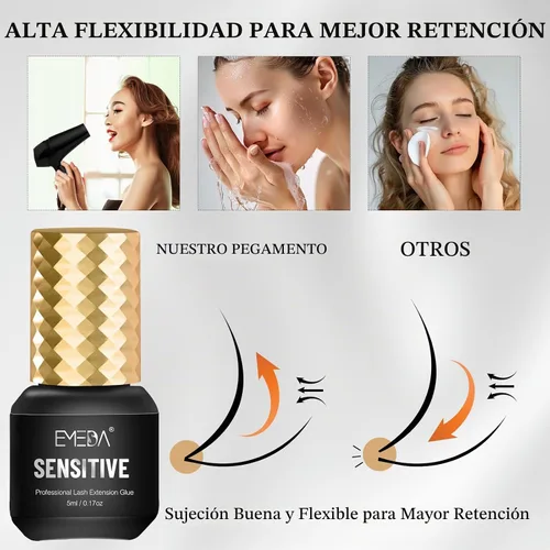 Vista 4 de EMEDA - Pegamento de extensión de pestañas sensibles, pestañas individuales de secado rápido 0.5s Glue Retention 7 Weeks Waterproof Strong Hold