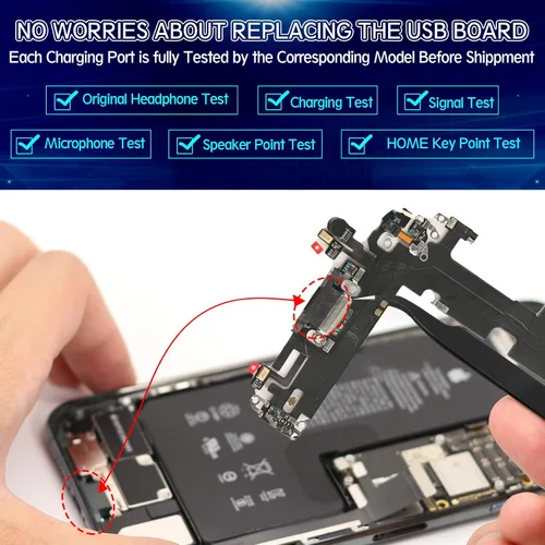 Vista 4 de Reemplazo para iPhone 13 Puerto de carga Dock Conector para iPhone 13 Puerto de carga Reemplazo USB Cargador Junta Flex Cable Asamblea Accesorios