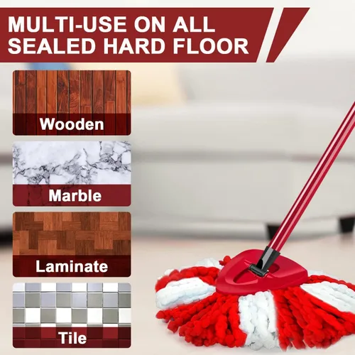 Vista 6 de Repuesto de cabezal de trapeador giratorio, 100% microfibra compatible con O-Cedar Easy Wring Mop Recambio para limpieza profunda, lavable a