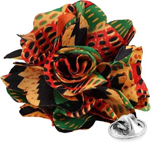 Vista 9 de Alfiler de solapa formal para hombre con estampado Kente y animal con diseño de flores - Boutonniere para hombre, broche Kente #1