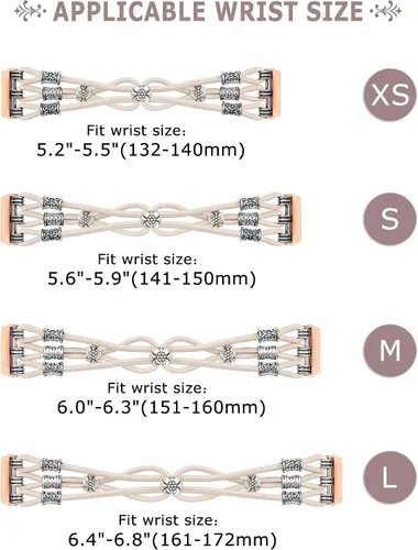 Vista 3 de TOYOUTHS Pulsera de cuentas compatible con Fitbit Versa/Fitbit Versa Lite para mujer, correa trenzada de nailon elástico suave y bohemio, con dijes