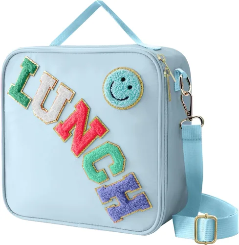 Vista 16 de Bolsa de almuerzo aislada con correa ajustable para el hombro, caja de almuerzo grande aislada de nylon, bolsa de almuerzo reutilizable con asa