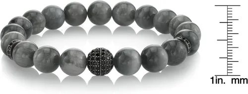 Vista 3 de Spartan - Pulsera de cuentas para hombre con zafiros negros (0.394in)