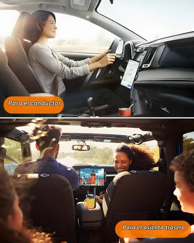 Vista 9 de 3 in 1 Tablet Holder for Car Bottle, 360°Rotatable & Aluminum Telescopic Arm Sturdy Rod Cup Holder Tablet Mount for iPad Pro