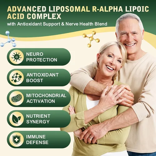 Vista 2 de 2 gotas líquidas R de ácido alfa lipoico de 600 mg – Suplemento ALA salvador de nervios para neuropatía para nervios, energía y apoyo al metabolismo