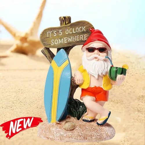 Vista 2 de Estatua divertida de gnomos de jardín para exteriores, decoración de resina de las 5 en punto, resistente a la intemperie, regalo de humor