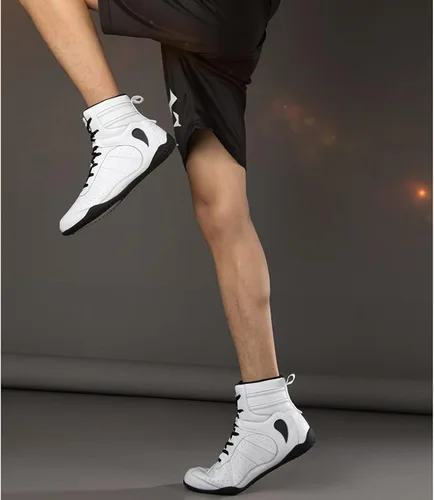 Vista 2 de Zivopah Zapatos de lucha libre para hombre, ligeros, transpirables, zapatos de entrenamiento de cuero para adultos