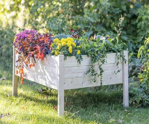Vista 2 de Zylina Cama de jardín elevada de madera: macetas elevadas XL de 48 x 36 x 22 pulgadas para exteriores con patas, camas de jardín al aire libre