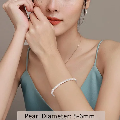 Vista 6 de Pulsera redonda de perlas blancas de 0.236 in para mujer, pulseras de perlas de concha simulada, accesorios de boda, regalo de joyería ajustable