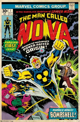 Vista 12 de Trends International Marvel Comics Nova - Póster de pared con portada #1, 14.725 x 22.375 pulgadas, versión enmarcada de madera de granero