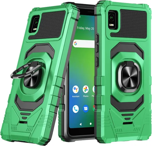 Vista 2 de Compatible con Cricket Debut Smart Case (2022) con protector de pantalla de vidrio templado, protector de cuerpo completo [grado militar], soporte