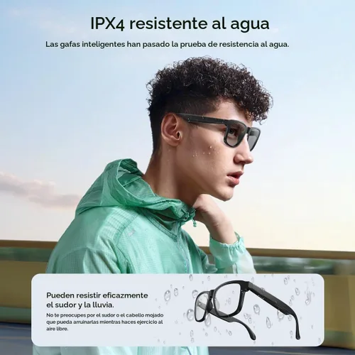 Vista 6 de Lentes inteligentes AI, lentes Bluetooth con traducción en línea de más de 140 idiomas, lentes fotocrómicas, micrófono y altavoces integrados, lente