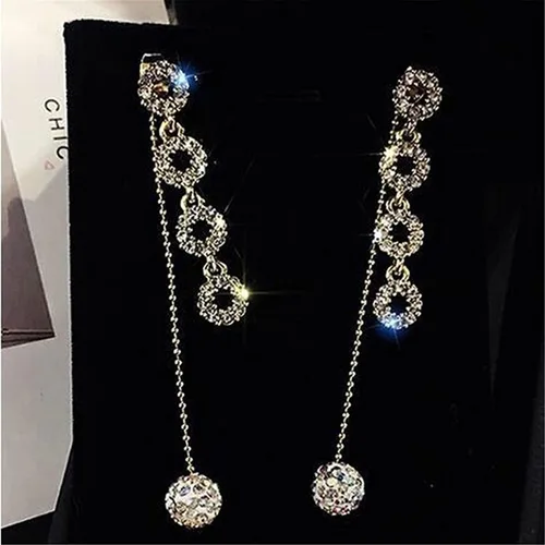 Vista 9 de Pendientes largos de borla de cristal, pendientes colgantes circulares, joyería