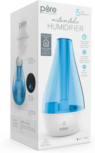 Vista 7 de Humidificador de vapor frío MistAire Studio, ultrasónico, para habitaciones pequeñas, unidad de humidificación portable, ideal para viajar