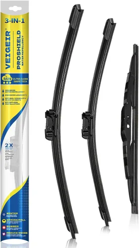 Vista 26 de Paquete de 3 plumas limpiaparabrisas delanteros y traseros para automóviles, calidad original de fábrica, 20 pulgadas, 20 pulgadas, 12 pulgadas