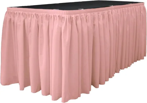 Vista 56 de LA Linen Falda de mesa de popelina de poliéster para mesas rectangulares, tela plisada para banquetes de boda, 14 pies por 29 pulgadas de largo