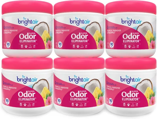 Vista 11 de Bright Air 14 oz. Super eliminador de olores, para espacios medianos, aroma de cítricos frescos, caja de 6, ambientador, aceites esenciales