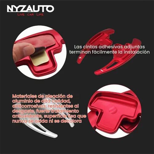 Vista 6 de NYZAUTO Extensión de Paletas de Cambio del Volante de Aleación de Aluminio Compatible con Mercedes Benz A B E GLA GLK SLK M GL Class (Modelo A-Rojo)