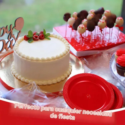 Vista 5 de Mimorou 200 platos de plástico rojo pequeños desechables a granel de 6 pulgadas para todas las ocasiones, eventos especiales, bodas, cumpleaños