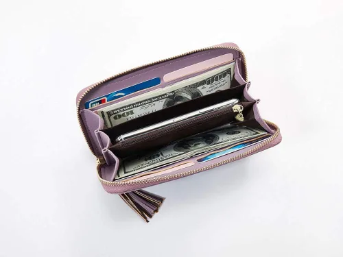 Vista 5 de Cyanb, carteras para mujeres, doblada, para muñeca, damas bolso largo con correa.