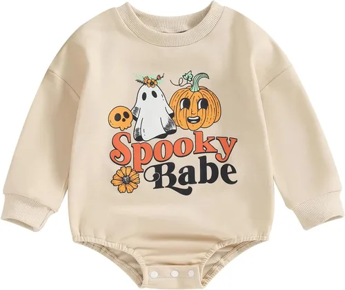 Vista 11 de Thorn Tree Sudadera de manga larga de Halloween para bebé, niño, niña, suéter de gran tamaño, cuello redondo, ropa de otoño e invierno Marrón 4