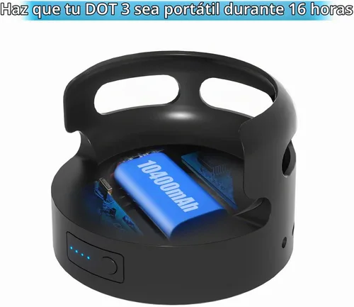 Vista 6 de Base de batería para Dot 3ª generación y soporte de batería Google Mini 2, cargador portátil para Dot 3ª batería de respaldo, 16 horas de tiempo