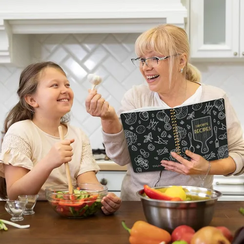 Vista 7 de LuBudingJoy Libro de recetas en blanco para escribir en tus propias recetas, organizador de recetas personal de tapa dura de página completa, diario