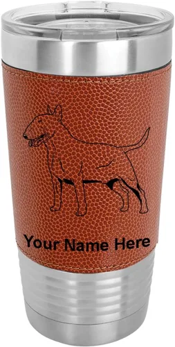 Vista 12 de LaserGram Vaso aislado al vacío de 20 onzas, perro Bull Terrier, grabado personalizado incluido (piel sintética, estilo béisbol)