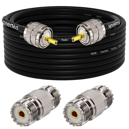 Vista 44 de Cable de puente PL259 de 1 pie - Cable coaxial RG58 de 15 pulgadas corto 50 ohmios coaxial para medidor SWR radio de radioaficionado radio CB