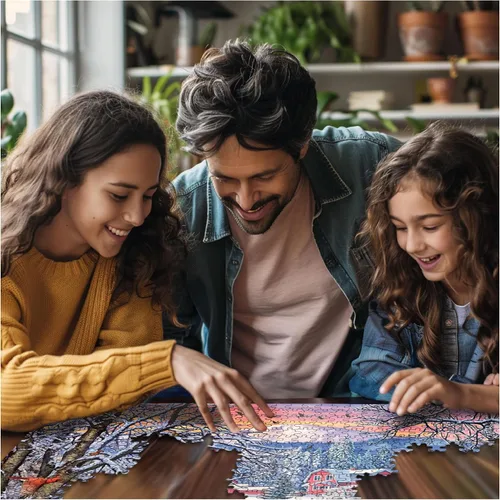 Vista 4 de White Mountain Rompecabezas de 1000 Piezas Jigsaw Puzzle Vacaciones de Invierno Navidad para Adultos y Niños 24"x30" Piezas Grandes - El Árbol