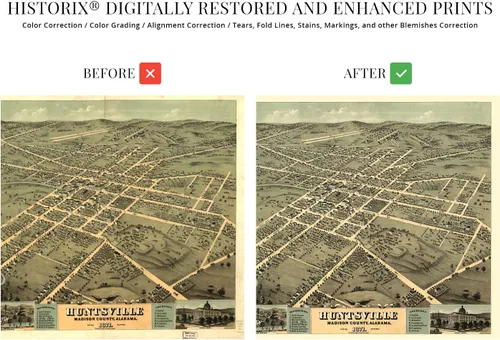 Vista 3 de HISTORIX Vintage 1871 Huntsville Alabama Map – 18 x 24 pulgadas Old Huntsville AL Map Wall Art – Póster de mapa histórico del condado de Huntsville