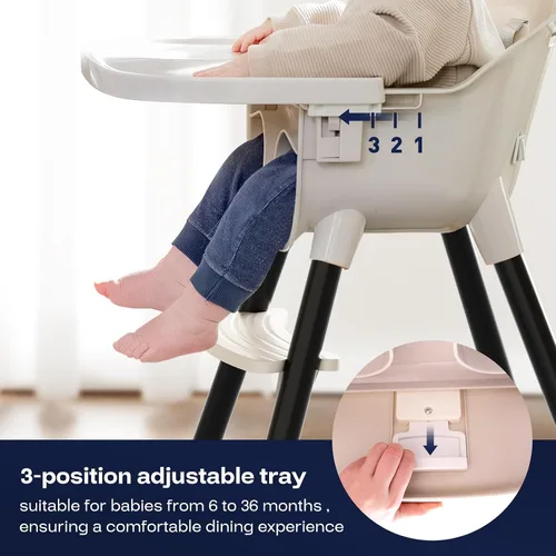 Vista 6 de Fodoss Sillas Altas de Madera Convertibles para Bebés y Niños Pequeños, Silla de Bebé Fácil de Limpiar para Comer, Trona Infantil 3 en 1