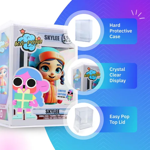Vista 7 de 1 Estuche de protección de plástico duro transparente premium para figuras Funko Pop de 4 pulgadas, hecho en EE. UU., Estuches de exhibición