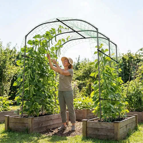 Vista 10 de DoCred Enrejado de arco de jardín grande para plantas trepadoras, 87 pulgadas de alto, soporte de metal para plantas, arco para trepar vides