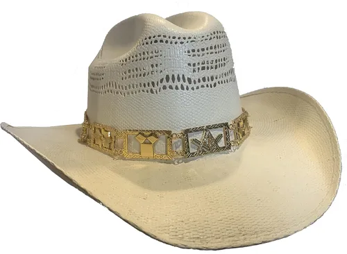 Vista 5 de GENUINE TEXAS BRAND Sombrero de oro masónico con joyas, Oro